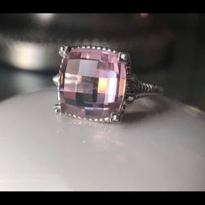 7.5 beautiful sterling silver Judith Ripka Pink crystal ring.